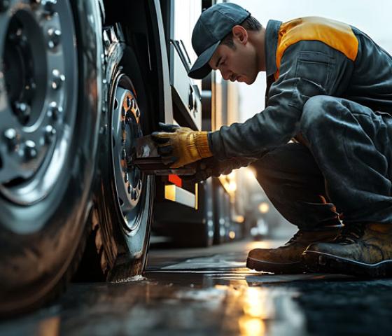 mechanic repairing truck