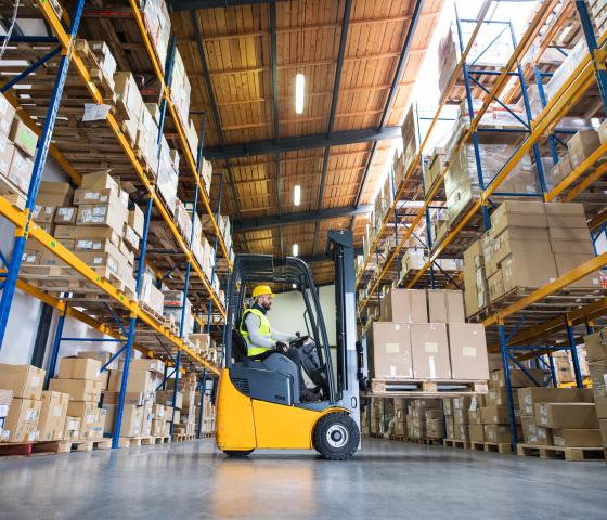 forklift in warehouse