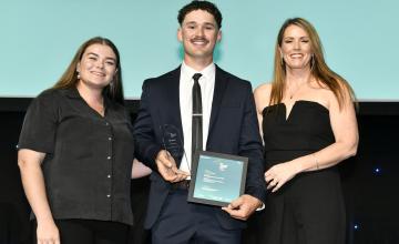 Lewis Italiano with trophy at WA Training Awards 2025